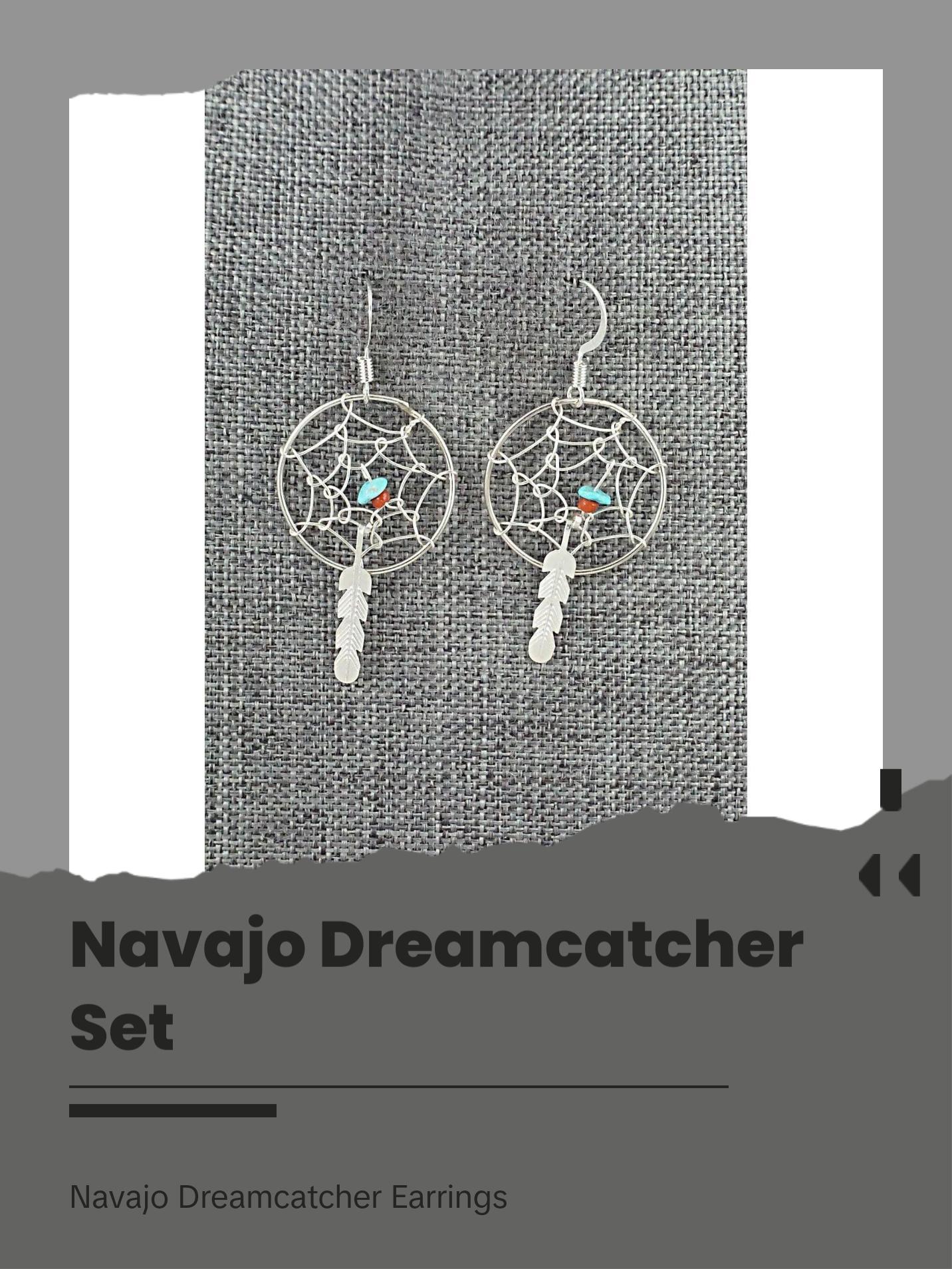 Turquoise, Coral & Sterling Silver Earrings - Helena Yazzie