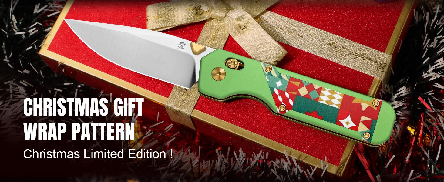 Kizer Christmas Exclusive Edition S45VN Aluminum & G10 Ki3634MC1, V3634MC1 with Nitro-V & G10 & Mkuruti Wood, X'mas Green, Men Gift xmas holiday surprise gift
