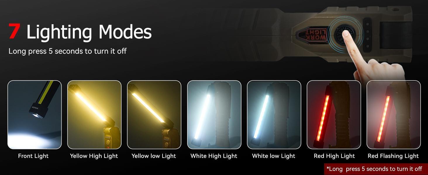 2Pack /1 Pack LED Work Flashlights, USB-C Rechargeable, Magnetic Base & Hook, 360° Rotation, 5 Modes for Car Repairs, Emergency, Tight Spots, Perfect Christmas & New Year Gift ldea