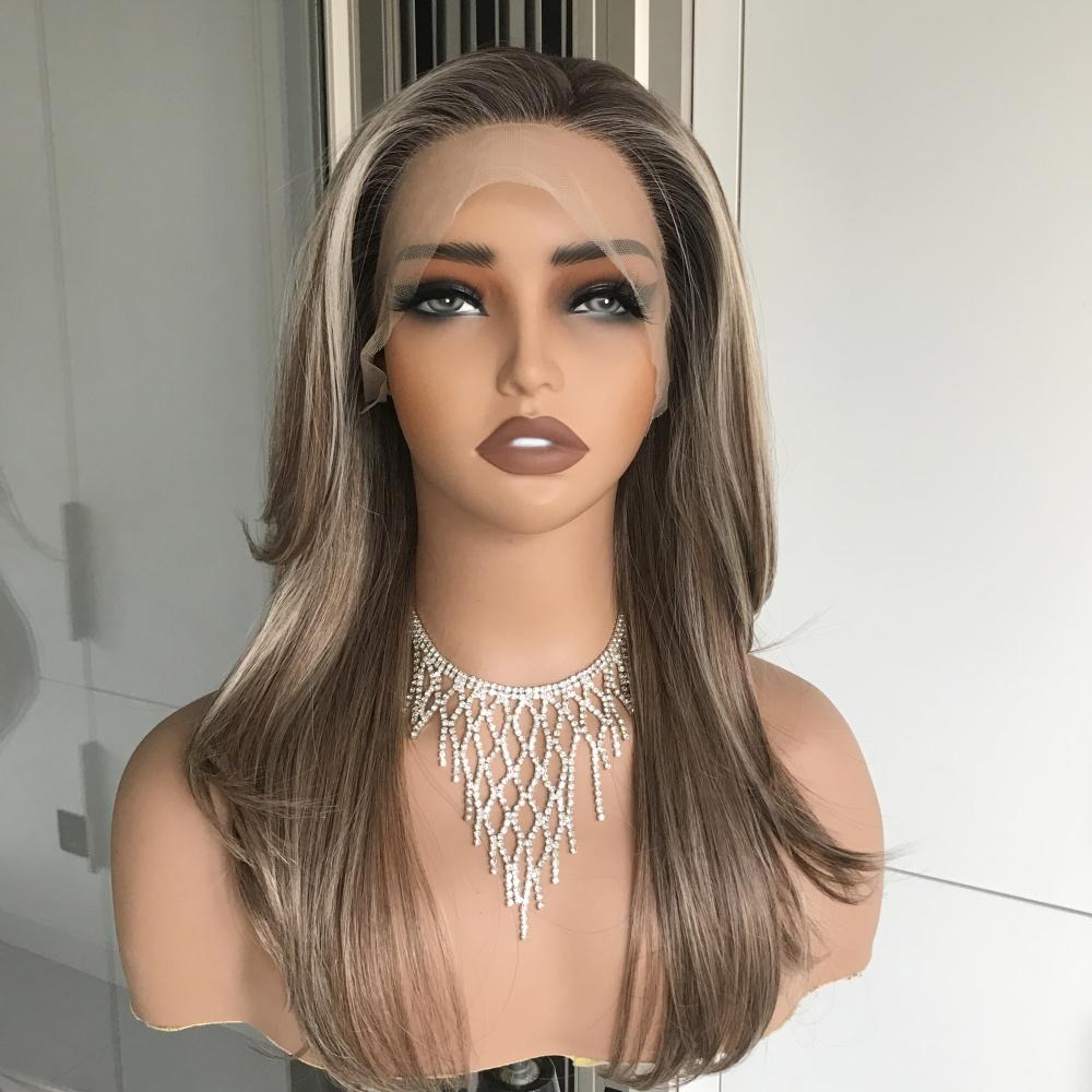 AISOM Jenna Brown Sugar Layered Straight 13x4 Free Part Lace Wig with Scandinavian Hairline Wolf Cut Synthetic Wig 20" Low Density Women's Wig