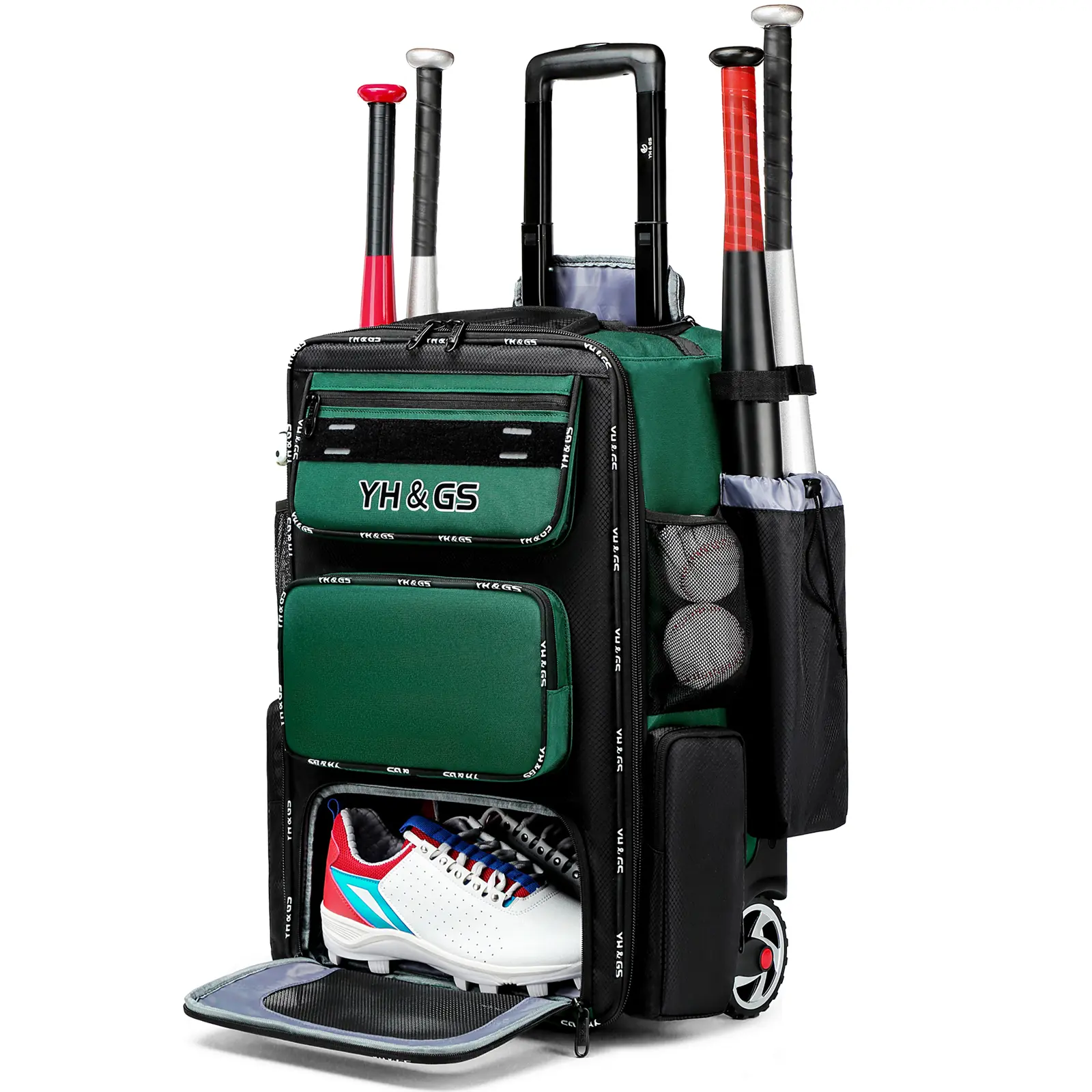 LUXIYIN Large-Capacity Sport Active Baseball Rolling Gear Bag for Adults - Universal Design, Separate Shoe Compartment, Effort-Saving Handle