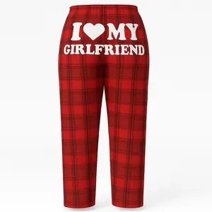 I Love My Girlfriend plaid red Pajamas - Luxurious Soft Plushie Loungewear in Black Sizes X-Small to 3XL for Ultimate Comfort and Timeless Style Nightwear