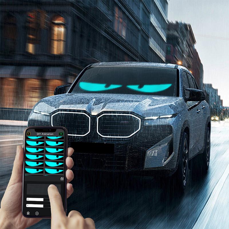 Programmable LED Devil's Eye Matrix Panel Lights - USB Powered, IP67 Waterproof, Remote & App Control, Scrolling Windshield Display for Vehicles, Holiday Gift, LED Lights, Car Ornament, Car Accessories, Auto Parts Accessories