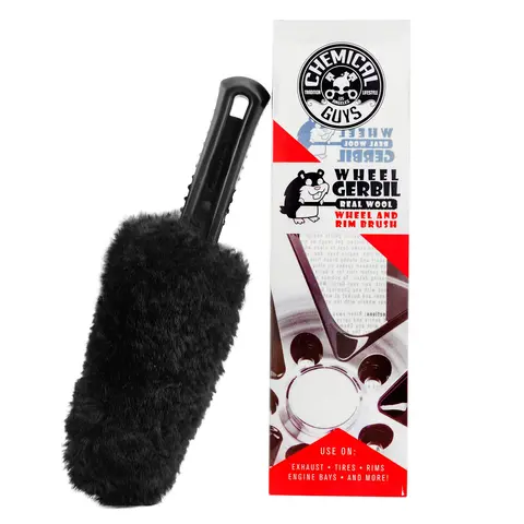 CHEMICAL GUYS Gerbil Rim Brush - 100% Sheepskin Car Wheel Brush, 9.84 x 2.56 x 1.34 inches Cone-Shaped Tool, Compact Fit for Automotive Exterior All Wheels Deep Clean, Car Cleaning Supplies