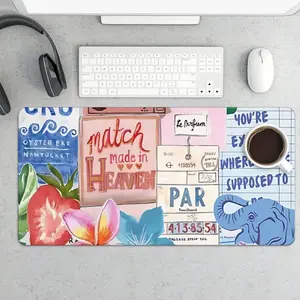 Romantic vintage travel journal healing collage mouse pad with anti slip rubber base, suitable for computer, laptop and desk protection. An excellent gift for gamers.