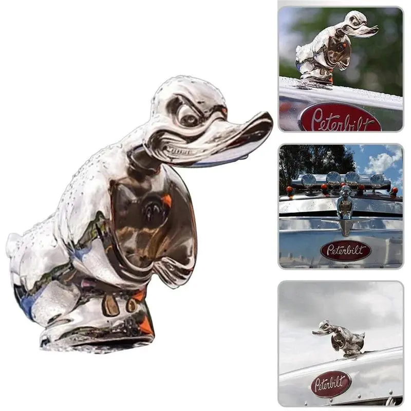 Angry Duck Car Hood Ornament Funny 3D Resin Figurine Electroplated Metallic Finish Weather-Resistant Easy Adhesive Mount No Drill Universal for Truck SUV Jeep Motorcycle Cool Auto Decor Gift for Him Car Guys TikTok Viral Trending Car Accessory