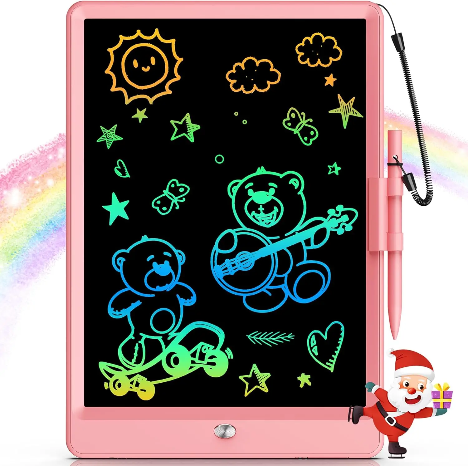 10-Inch Silent Dual Battery Colorful Plastic LCD Writing Tablet for Kids, Eye Care Screen Educational Toy, 150g Portable Graphics Tablet for Toddler Learning Activities, Stocking Stuffers, Ideal Kids Toy Gifts