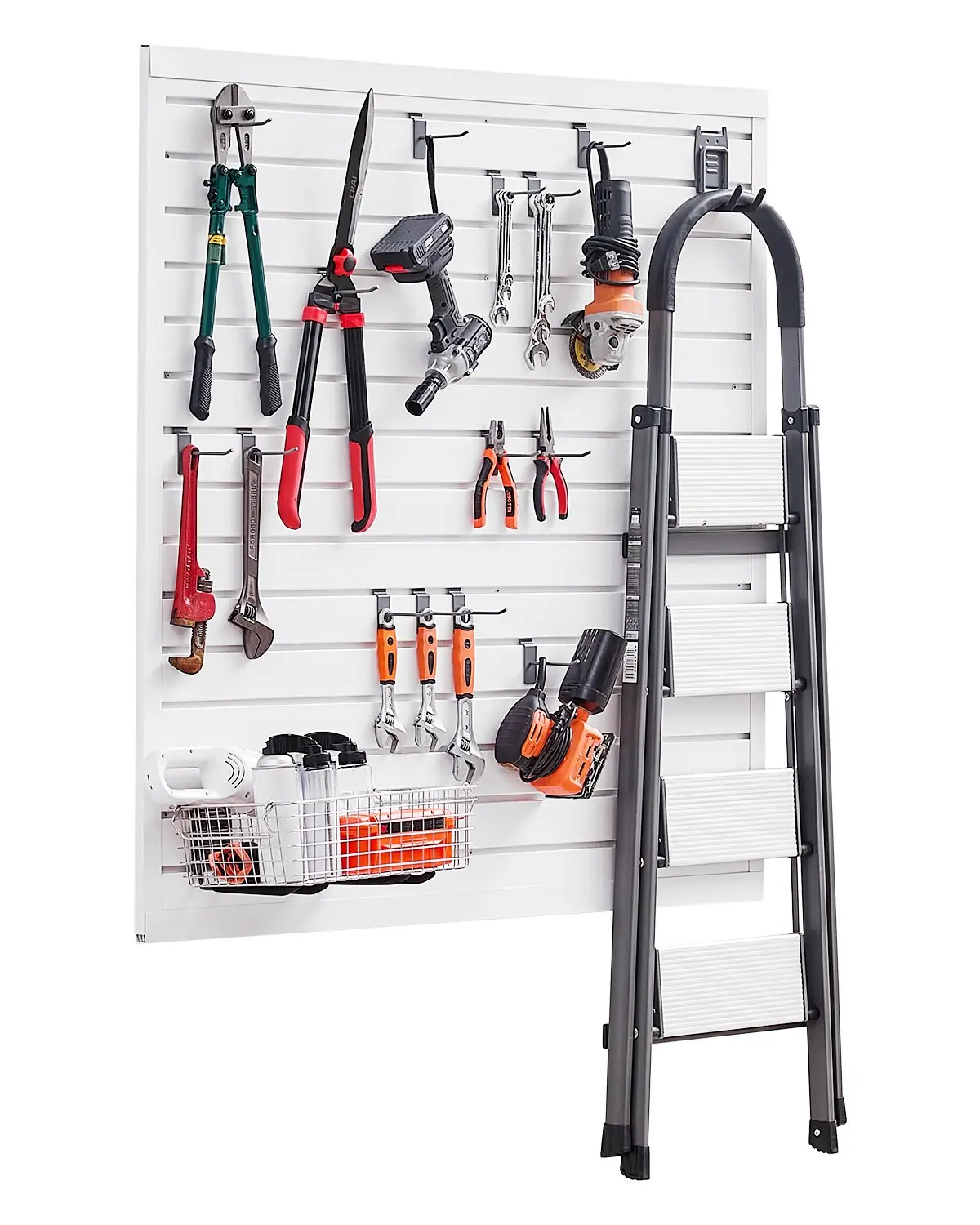【Summerfinds】VEVOR Heavy Duty Square PVC 3D Outdoor Wall Panels, 4x4 ft Modular White Garage Slatwall with Coupling Structure, Cut-to-Size Adjustable Easy-Install, 300lbs/4ft² Load-Bearing Capacity, Waterproof Fireproof for Garage Tool Storage, Workshop