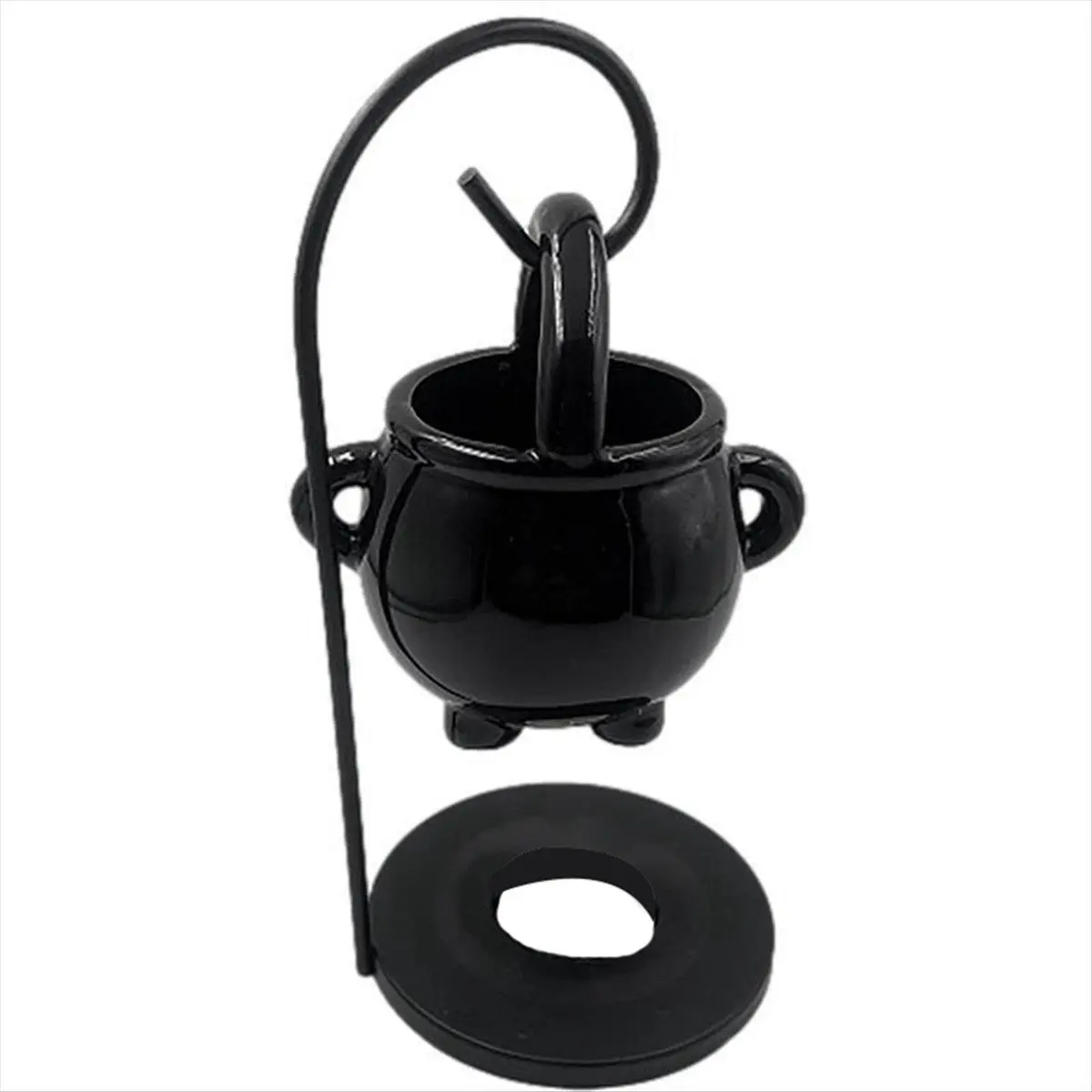 Ceramic Hanging Witch Cauldron Pot - Porcelain Ceramic Pot Fragrance Wax Burner, Aromatherapy Essential Oil Incense Diffuser, Tealight Candle Holder, Fengshui Home Decor Ornament, Halloween Birthday Gift