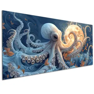 Large Size,Octopus Moon Diamond Art Kits For Adults, Diamond Painting Kits, Full Round Diamond Mosiac Kits For Adults, Diy Handicrafts For Home Office Decor, 32x16 Inch