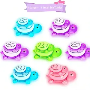One large sea turtle and 15 small sea turtles DIY stacking game; includes glow-in-the-dark features. Suitable for classroom exchanges, party favors/giveaways, and as a gift for children.Small Turtle Desktop Stacking Toy