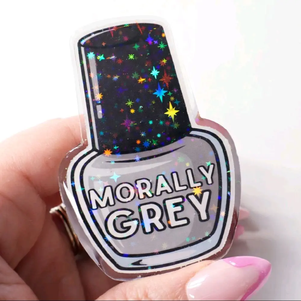 Appalachian Artisans Magnetic Collapsible Grip Stand for Kindle iPad iPhone Galaxy Smartphones | Morally Grey Nail Polish Bottle Design | Dark Romance Kindle Grip | Handmade