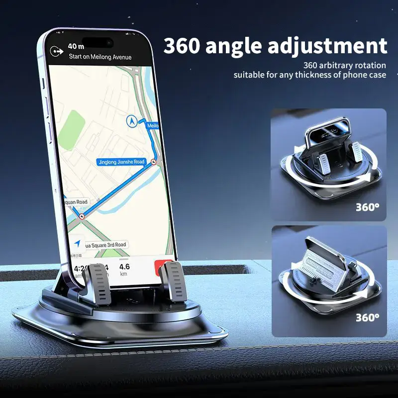 [Summervibes] Car phone holder 360 degree rotation, suitablefor car navigation in-car dashboard, horizontaland vertica screen adjustment angle,slip mobile phone holdersuitable for iPhone and Android