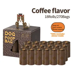 Coffee Scented Dog Poop Bag 18 Rolls 23x33cm Tear Resistant Odor Neutralizing Safe Materials Easy Tear Design for Pet Owners