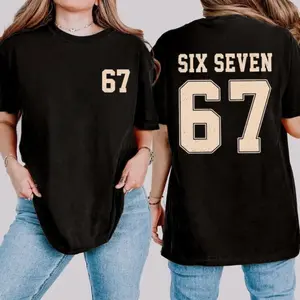 Custom Six Seven 67 Double Sided Shirt, Funny Meme Graphic Tee, Viral Jersey Style T-Shirt, Quirky Viral Number Top