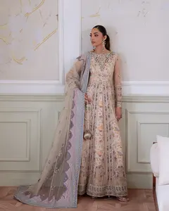 Nureh Maxi 004 - Embroidered Net Front wtih Net Dupatta