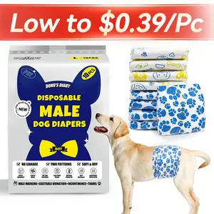 [Restock]Dono Disposable Male Dog Diapers with Wetness Indicator & Leak-Proof Belly Wraps Rapid-Dry Gel Technology for Excitable Urination Incontinence Size X-Small Small Medium Large 24 Bags for Dogs Toilet Supplies Training