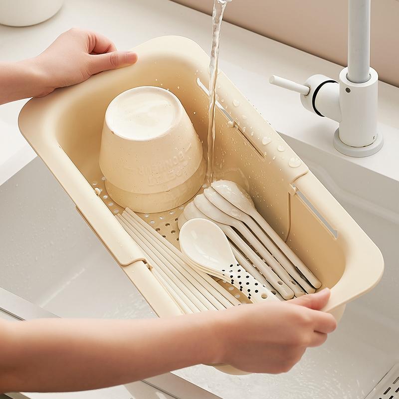 UFORU Collapsible Drain Basket, Kitchen Sink Strainer, Vegetable Wash Basket, Storage Rack, Fruit and Vegetable Drain Basket Draining Utensils