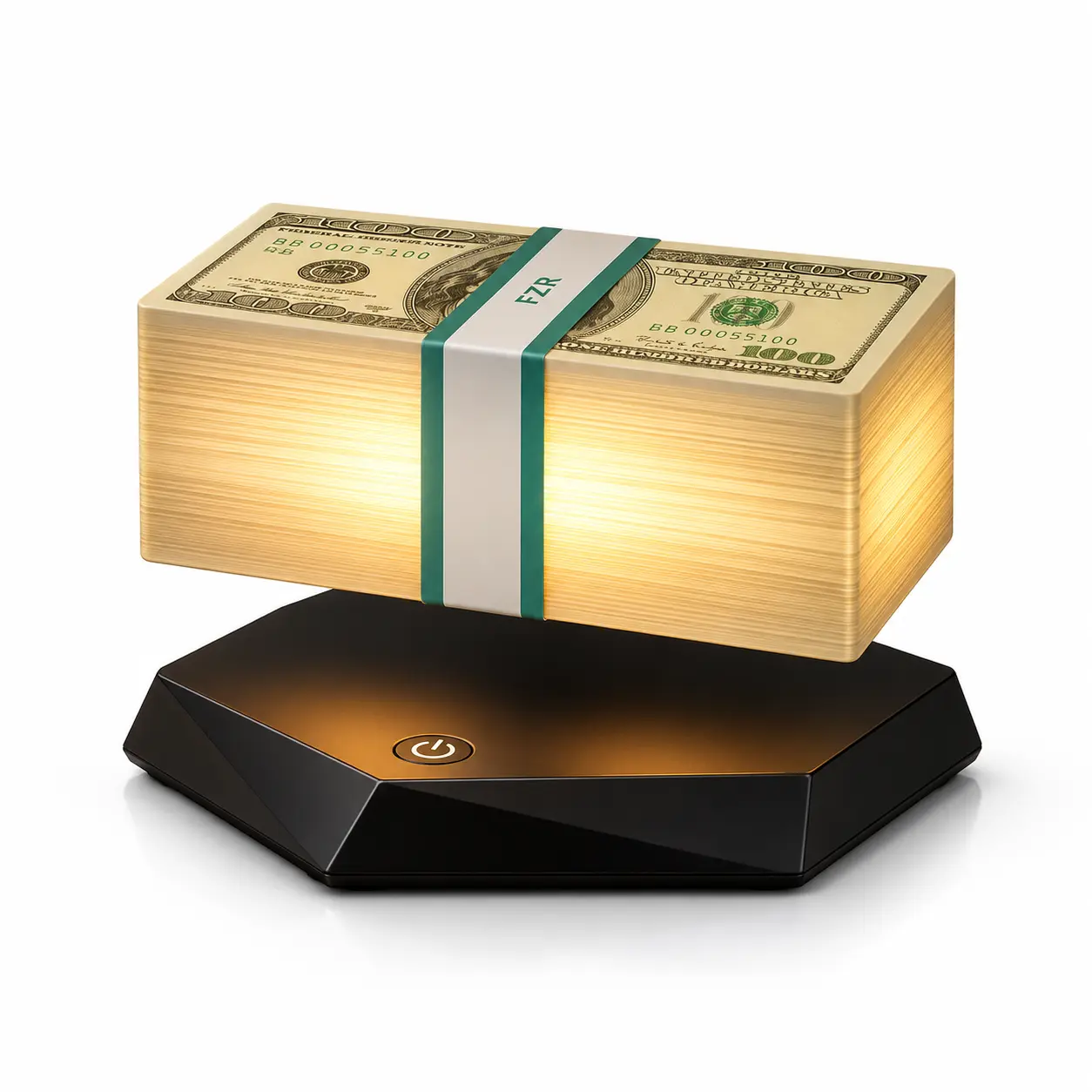 Floating Dollar-Style Money Stack Lamp, Magnetic Levitation LED Night Light with 360° Rotation, 3 Lighting Modes, Cool Desk Gift for Gamers, Men, Office & Room Decor