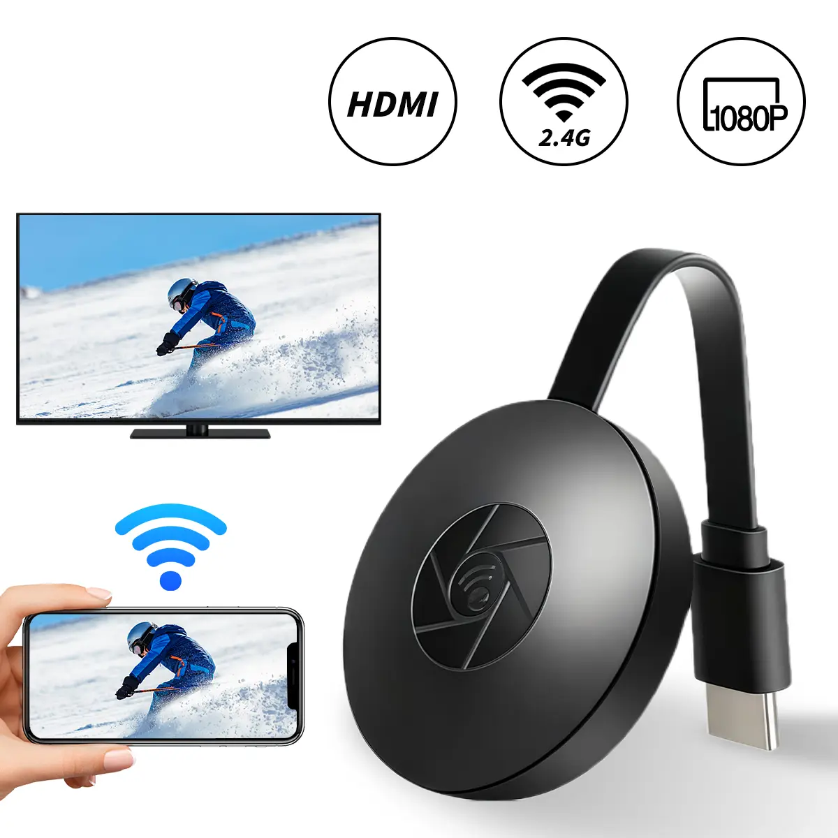 Wireless HDMI Adapter, Electronic gadgets, Digital Products, 1080P Plug & Play, supports AirPlay/Miracast/DLNA screen mirroring for iPhone/iPad/Android/PC/Mac, No app needed, Connects to TV/projector/monitor for movies, presentations, video calls