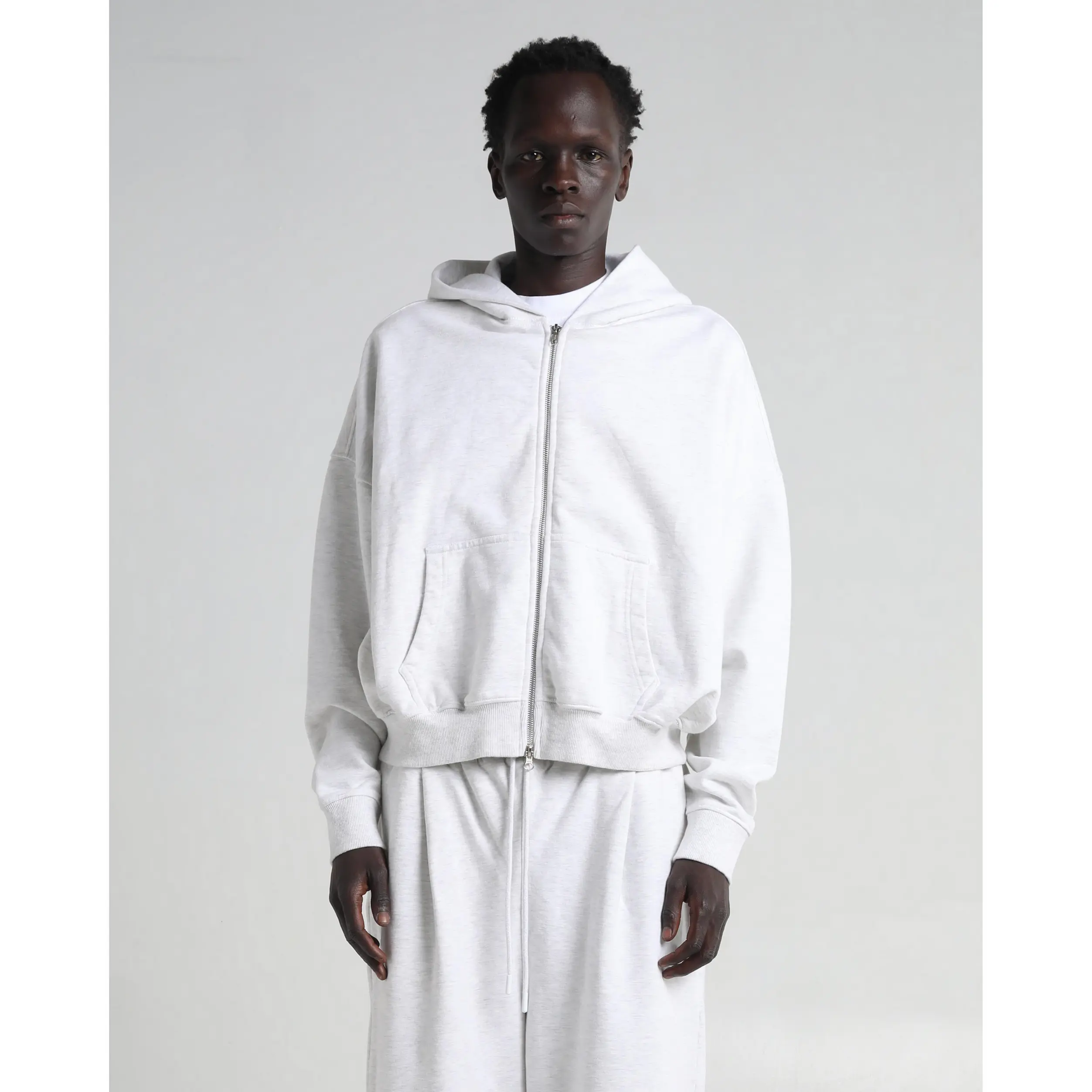 Cropped Double Zip Hoodie