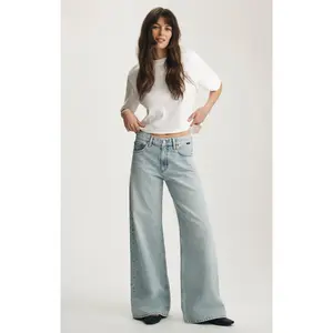 SANDY WIDE LEG IN BLEACHED CLASSIC DENIM