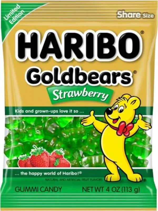 Haribo Gold Bears All Green Strawberry Gummi Candy Fruit Gummy Limited BB 1/2025 - Limited Edition Snack - Bonbon