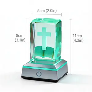 Cross & Bible Night Light: Multi-Color LED Laser Engraved Glass Lamp with Adjustable Modes & USB Powered – Perfect Spiritual Gift for Christian Home Decor, Bedside Prayer, Baptism, Confirmation & Easter