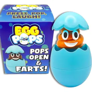 Egg Pops Farting Toy – Pops Up & Farts, Easter Basket Stuffers for Teens & Kids, Interactive Poop Character in Egg Shell, Silly Novelty Gag Gift for Boys & Girls, Easter Toys Essentials (Blue)
