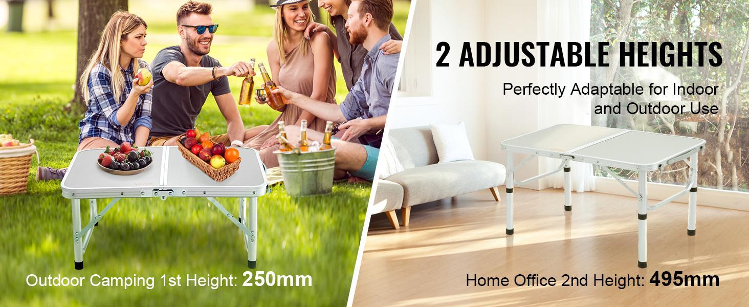 【Father's Day】VEVOR Folding Camping Table, Adjustable Height Outdoor Portable Side Tables, Lightweight Fold Up Table, Aluminum & MDF Ultra Compact Work Table, For Cooking, Beach, Picnic, Travel, 24x16 inch, Silver 【Father's Day】VEVOR Folding Camping Table, Adjustable Height Outdoor Portable Side Tables, Lightweight Fold Up Table, Aluminum & MDF Ultra Compact Work Table, For Cooking, Beach, Picnic, Travel, 24x16 inch, Silver
