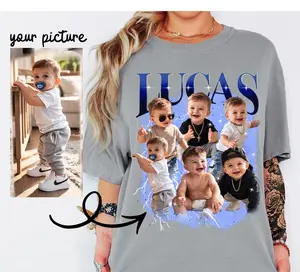 Comfort Colors Custom Photo Shirt, Personalized Bootleg Baby Collage Shirt Custom Kids Photo Shirt, Family Gift Shirt, Trendy Vintage Style