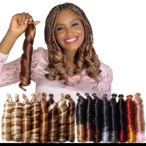 24 Inch silky curly loose wave crochet hair 3 packs 150g/pack lightweight synthetic crochet braiding hair, soft natural texture, tangle free, multiple colors available