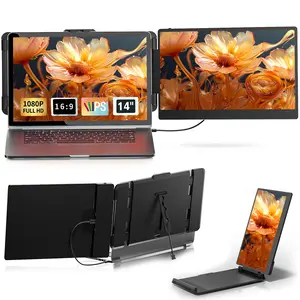 AOKER 14" Dual Laptop Screen Extender FHD IPS 1080P Portable Travel Monitor for Windows Mac Phone PS5 with USB-C & HDMI Ports