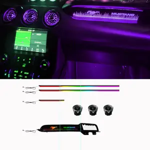 Ambient Light Kit for Ford Mustang S550 (2015-2023),  256 Color Dash Glow Panel, 3 Turbine Vents, 2 Footwell Lights, Touch Control, Plug and Play