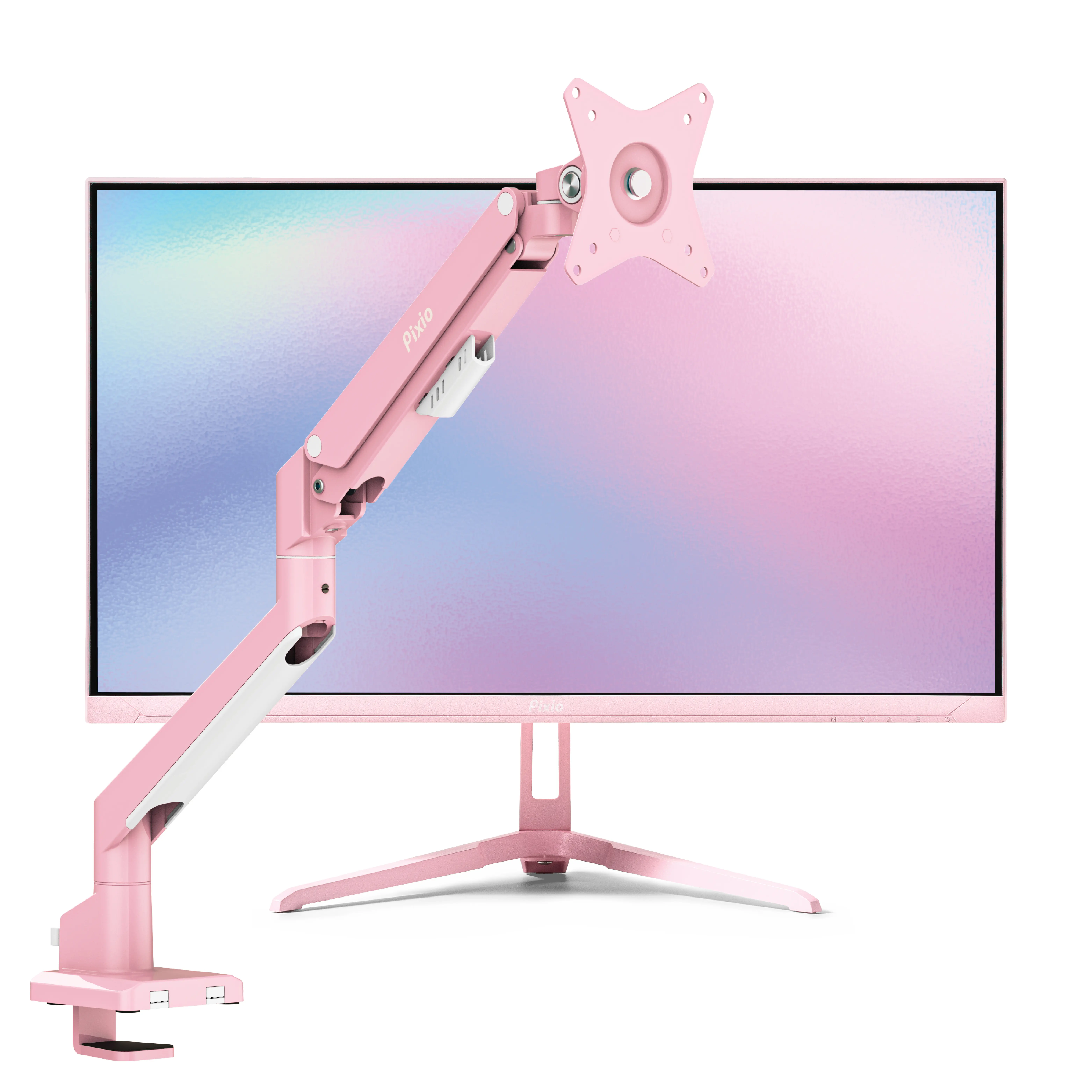 PX246 Wave Pink Monitor + Single Monitor Arm Bundle