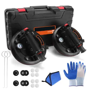 8" Heavy Duty Suction Cups with Pressure Gauge, Glass Suction Cups to Lift Large Glass, 2 Pack 880 lbs Load Capacity, Suction Cups with Carrying Case for Window,Tiles, Windshield