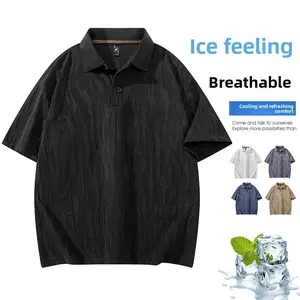 Men’s Ice-Cool Cooling Textured Polo Shirt | Breathable Short-Sleeve Turn-Down Collar Top | Summer Casual Streetwear Fashion Top | Lightweight Summer Essential Item