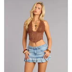 Soft And Sculpted Lace Halter Corset Top