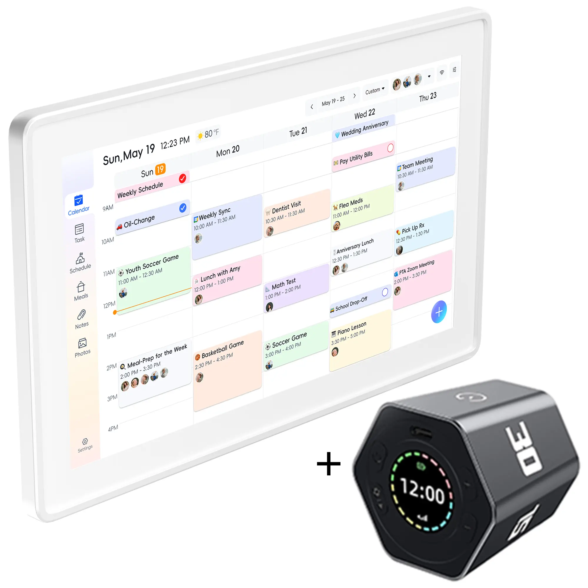 15.6" Smart Digital Wall Calendar & Family Organizer, 1920x1080 IPS Touchscreen WiFi Command Center with Chore Chart, Shared Schedules, Auto-Sync Google Calendar/Alexa, Kitchen Meal Planner, Class Schedules, Wall-Mounted Digital Photo Frame (White)
