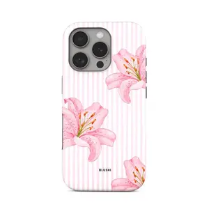 BLUSHI Phone Case | Blooming Lilies | for iPhone 17 Pro Max, 16 15 14 13 12 11 Series | Aesthetic Phone Case | Pink Lily Floral Phone Case: Elegant Botanical Soft Garden