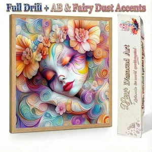 Sleeping Flower Fairy | Full Drill AB & Fairy Dust | Velvet Canvas | DIY 5D Diamond Painting Kit | Enchanted Botanical Garden Pixie | Calming Stress Relief Mindful Activity | Cross Stitch Paint By Numbers Alternative | Dreamy Bedroom Room Decoration