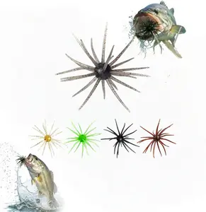 Soft Artificial Fishing Lures Set Simulation Sea Urchin Bait & Soft Worms Water Balloon Floats Fishing Bait for Bass Mandarin Fish Snakehead Catfish