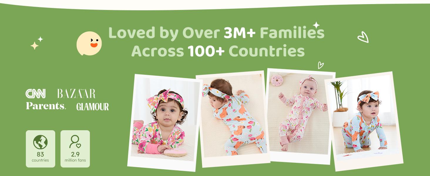 Bamboo Baby Boy/Girl Animal Printed 2-Way Zipper Anti Slip Long-sleeve Footie with Hairband Pink & Blue Floral Design