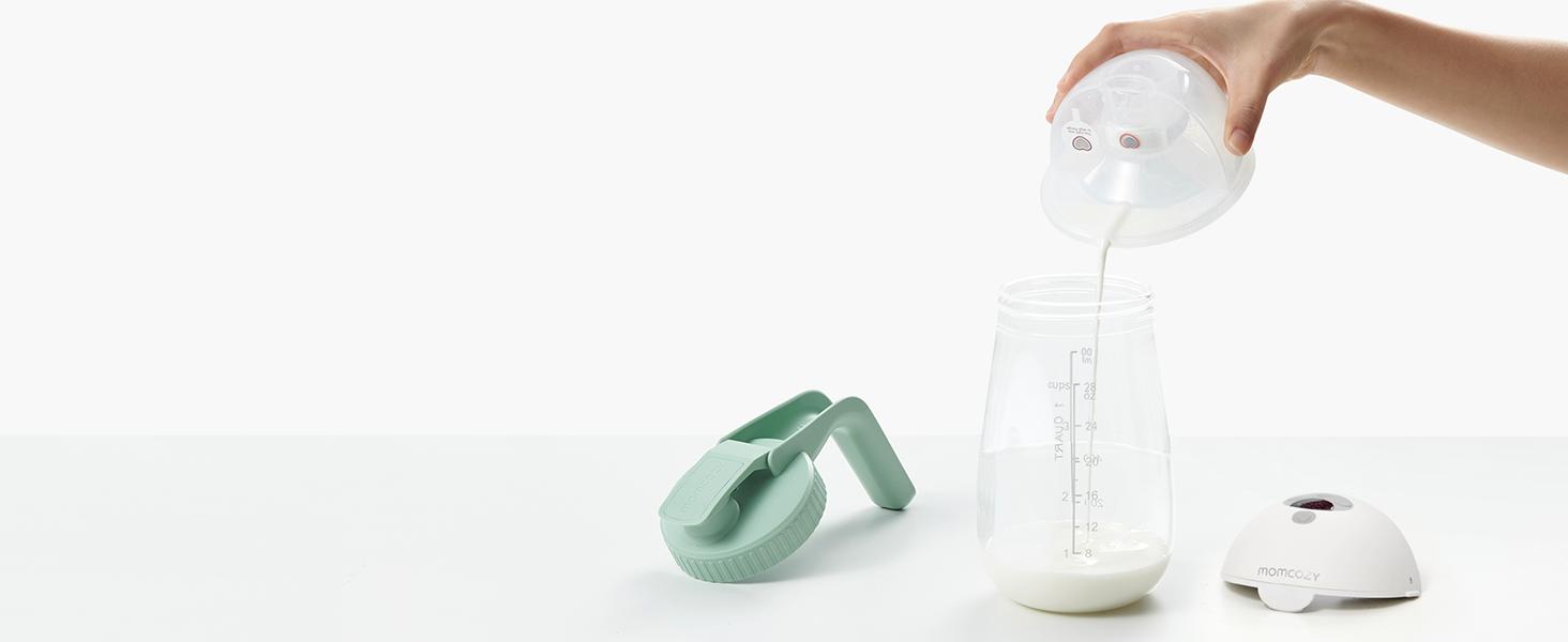 Momcozy Breast Milk Pitcher, Resistant to Heat and Cold Abrupt Temp Swings, No Leak Glass Breast Milk Fridge Storage Container With Wide Mouth