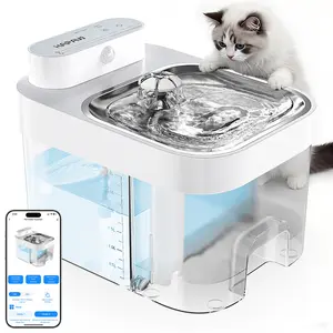 HAPAW 2026 Latest Cat Water Fountain with 2.4G Wi-Fi APP Control 5000mAh Battery Separated Clean & Waste Water No Filter Plug-in Automatic Dispenser
