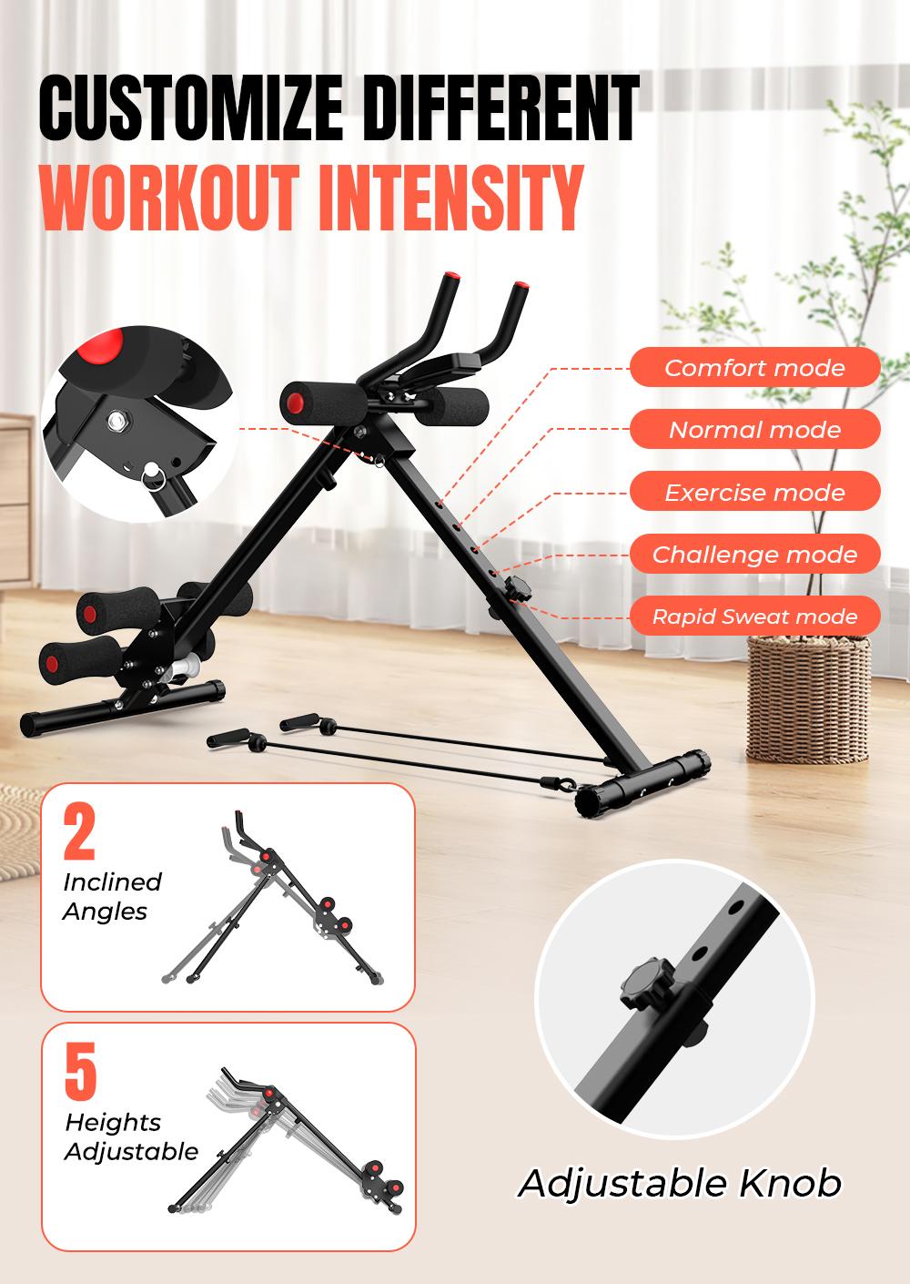 RELIFE REBUILD YOUR LIFE Adjustable Ab Trainer Machine Foldable Ab Workout Equipment for Home Gym, Core & Abs Exercise Machine, Arm Leg Glute Shaper