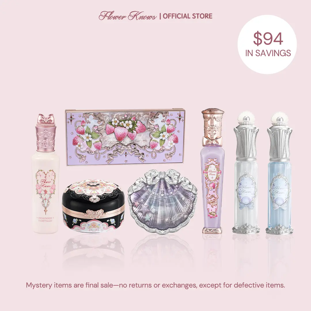 Flower Knows Holiday Glam Surprise Makeup Kit - 7-Piece Beauty Products Bundle with Randomly Selected Lipstick, Blush, Eyeshadow Palette, Ideal Gift Sets for Women, Gifts for Girlfriend, #Summervibes, Bundles