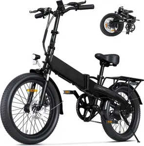 R5 PRO High-Speed Electric Bike for Adults, 20MPH 50 Miles Folding Ebike, 7 Speeds Modes, 20'*2.6'' Fat Tires, 48V 7.8 Ah Removable Battery, Dual Brake Design LED Display Electric Bicycle City Commuter Electricbikes