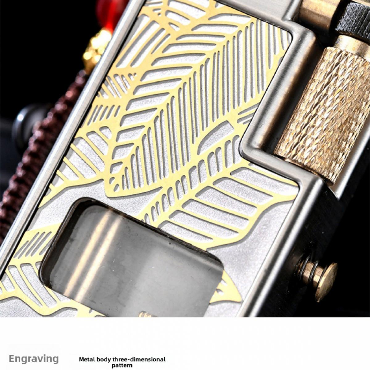 Elegant Vintage Liquid Lighter Full Metal Body Clear Oil Tank Durable Portable Igniter Perfect Gift For Father Him Men (Without Fuel)