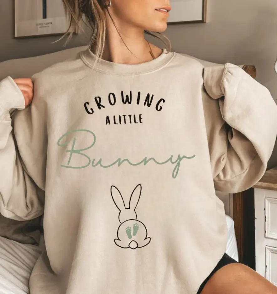Growing A Little Bunny Maternity Sweatshirt, Pregnancy Announcement, Pregnancy Reveal Shirt, Easter Maternity, Easter Pregnancy Reveal Shirt